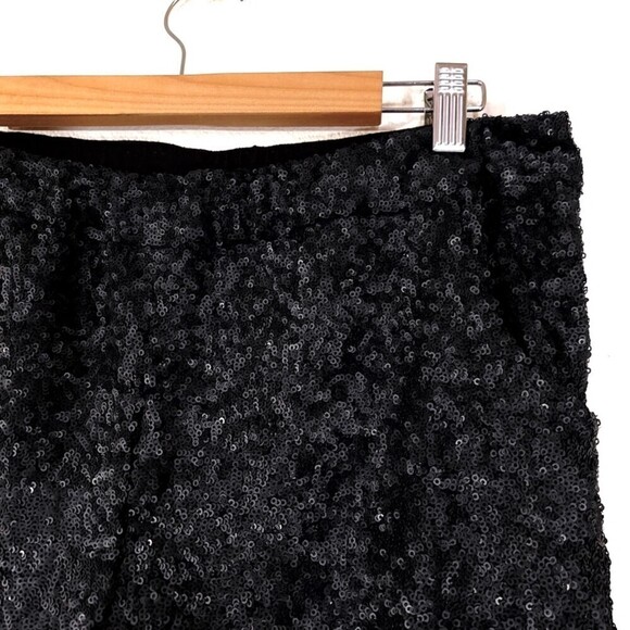 FREE PEOPLE Sequin Party Trouser Ankle Cropped Pull On Pants  Black Small y2k - Picture 4 of 13